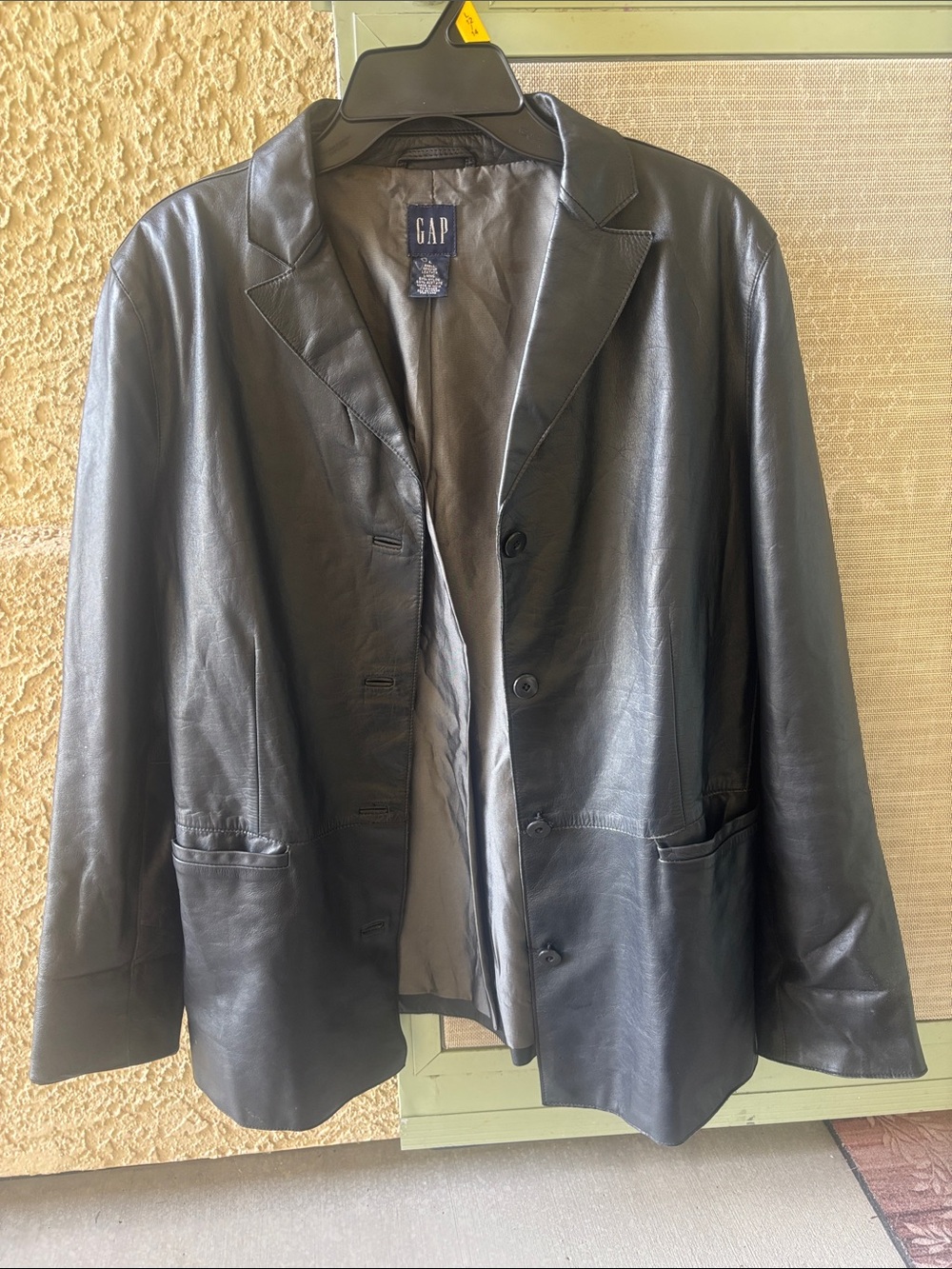 🚨RARE VINTAGE🚨 GAP 100% Genuine Leather Blazer Jacket Y2K / 90s - Black
